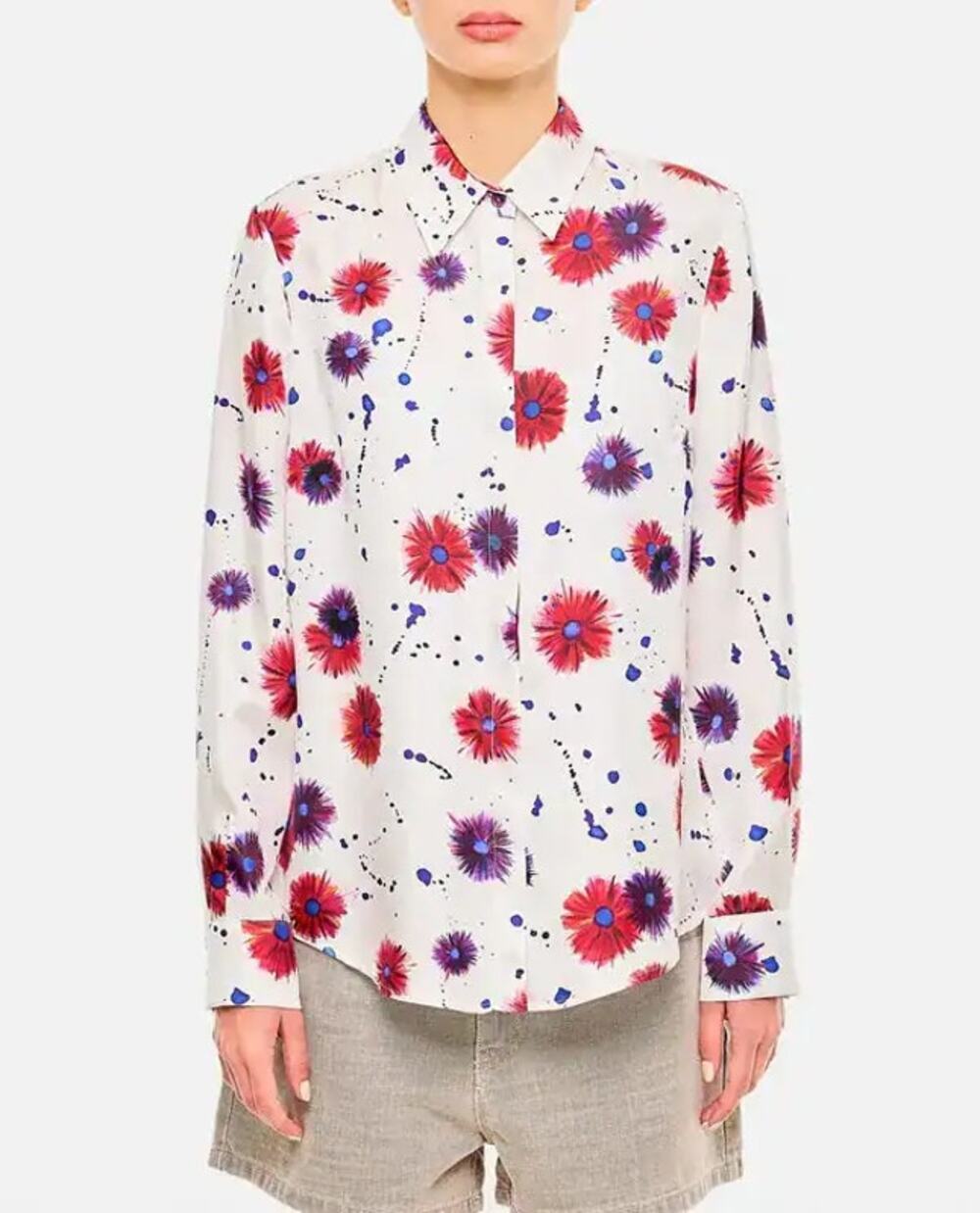 Gabriela Hearst 100% Silk Henri Blouse Floral Abstract Italy Made IT 36 $1,690